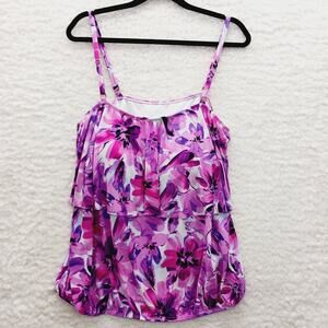Tank Cami Pink Floral Built-In Bra Coquette Going-Out Top Barbiecore Y2K Size 16